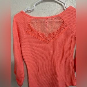 NWOT no boundaries girl top size M (7,9) coral color light weight lace back